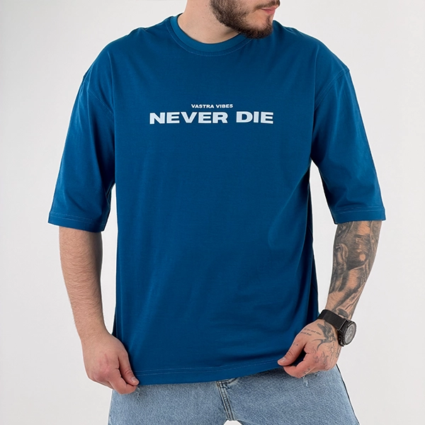 تیشرت یقه گرد چاپ NEVER DIE